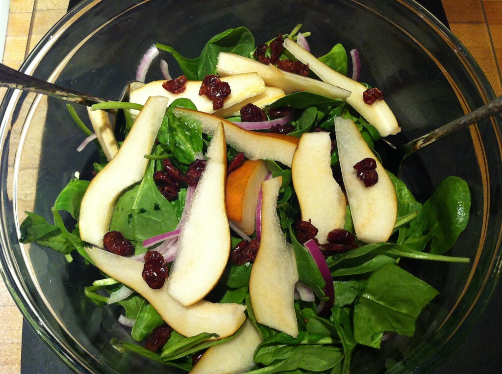 Spinach Pear Cranberry Salad