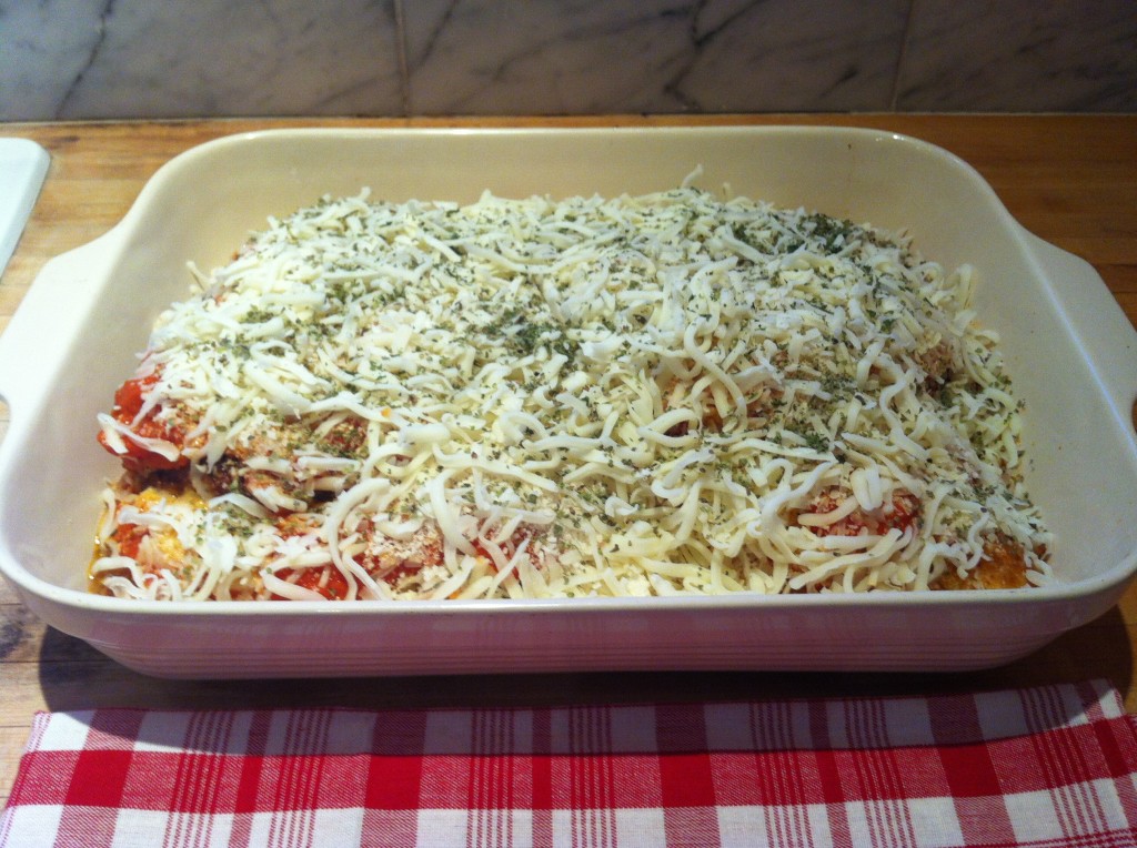 Chicken Parmesan ready for Oven